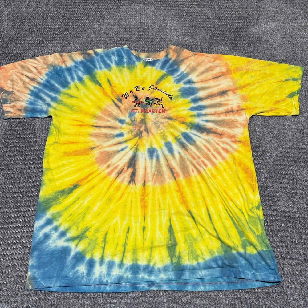 DONNA Mens XXL Tie Dye T Shirt Jamaica St Maarten Island‎ Vacation Multicolor